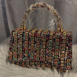BNWT ALESSIA Rainbow Bling Rhinestone Holiday Evening Crossbody Bag